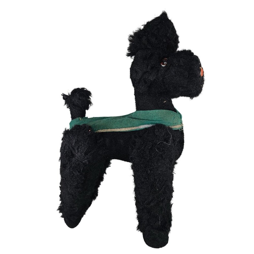 Vintage Steiff Snobby Black Poodle With Green Outfit 14" Tall AS IS READ